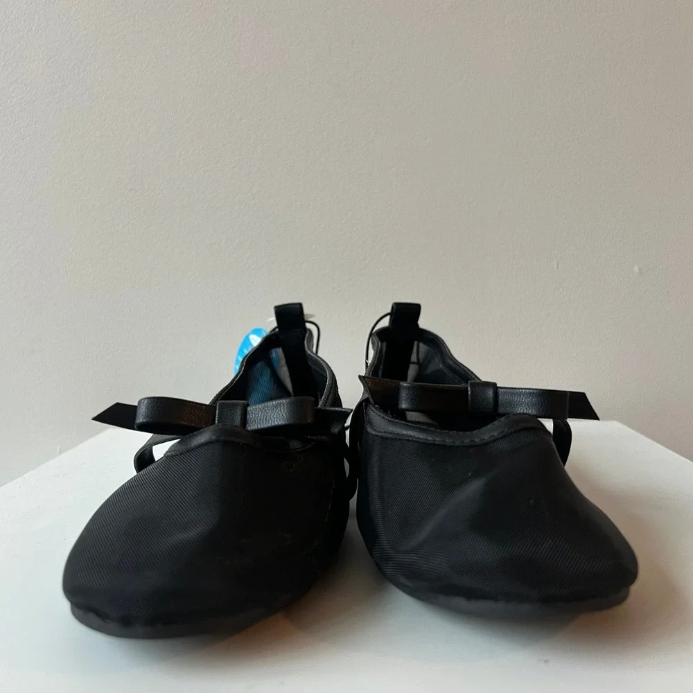 Seychelles Sheer Mesh Ballet Flats 8 Black Eloise Memory Foam Mary Jane Bow